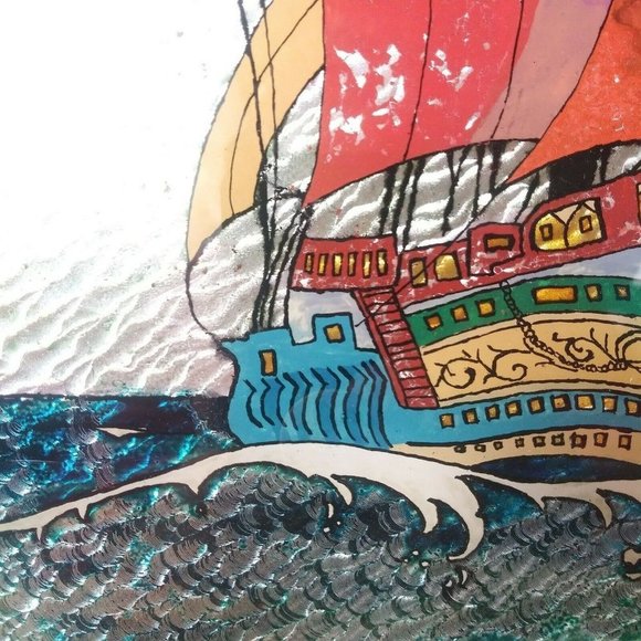 Vintage Painting Etching Ship Paul Baughman Reflective Medieval Wall Art‎ - Picture 3 of 8